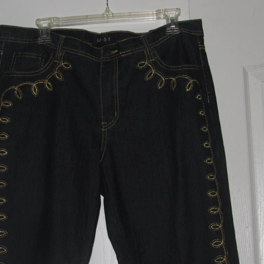 U-51 Embroidered Dark Wash Jeans Size 14